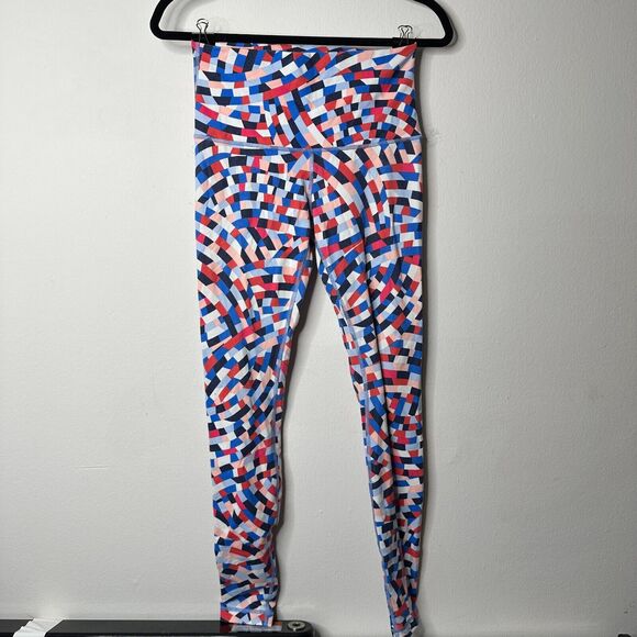 Lululemon Wunder Under Multi Blue Red White Geometric Capoeira Leggings 8 - Picture 12 of 13